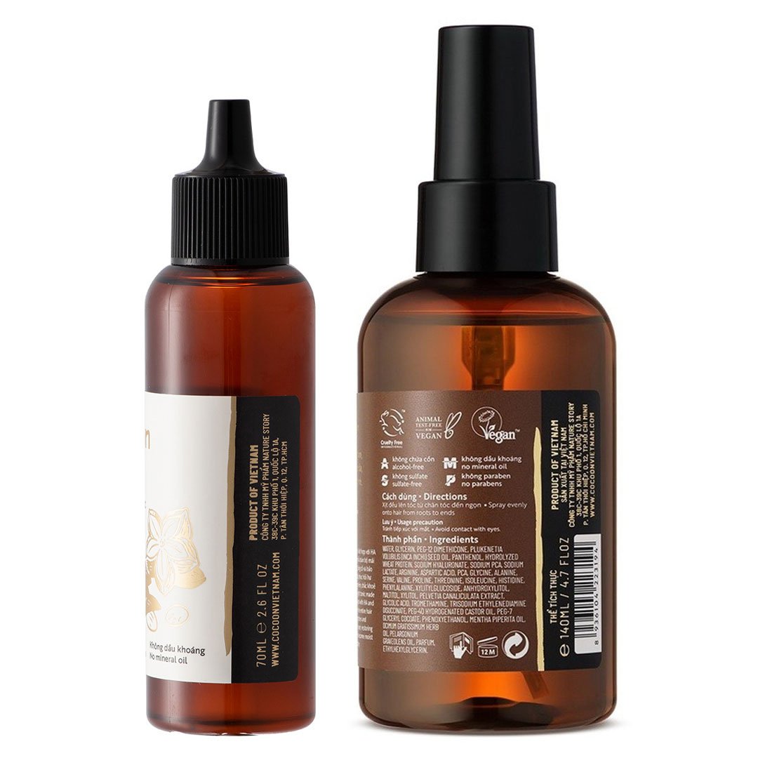 Combo Cocoon Serum Dưỡng Tóc 70ml + Nước Dưỡng Tóc 140ml Sa-Chi Cấp Ẩm, Hỗ Trợ Phục Hồi Hư Tổn