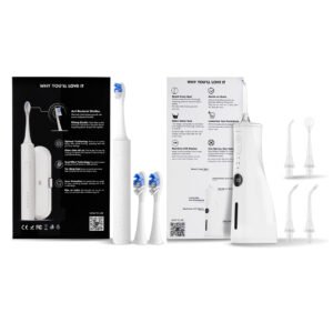 Combo Havatek Bàn Chải Điện Giảm Chấn Nướu Màu Trắng + Máy Tăm Nước Cao Cấp Màu Trắng