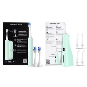 Combo Havatek Bàn Chải Điện Giảm Chấn Nướu Màu Xanh Mint + Máy Tăm Nước Cao Cấp Màu Xanh Mint