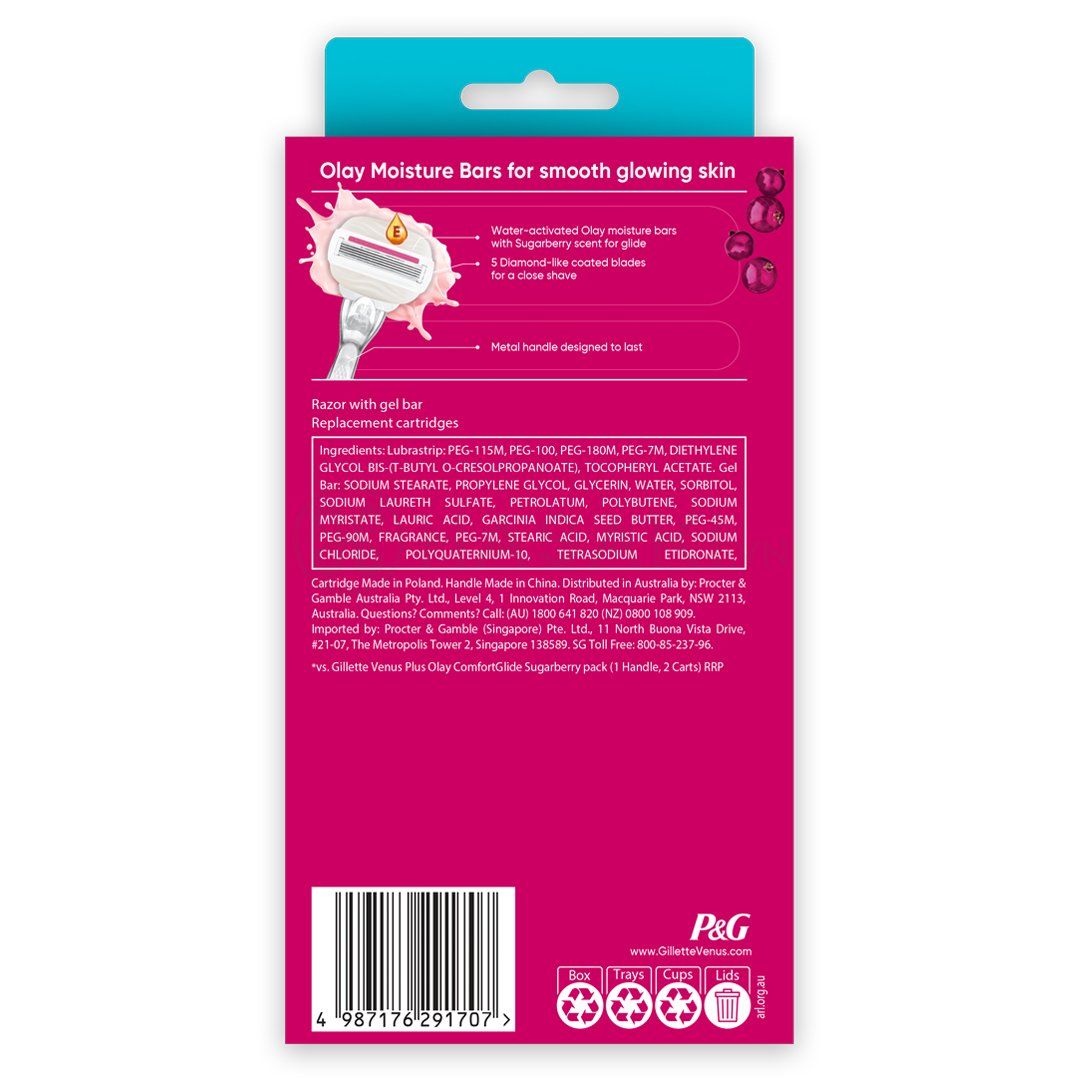 Dao Cạo Nữ Gillette Hương Olay Sugarberry (1 Cán + 2 Lưỡi)