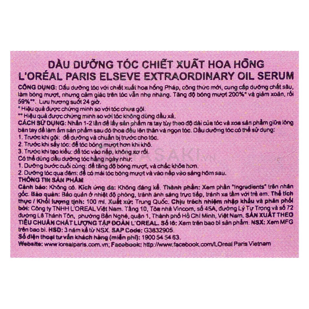 Dầu Dưỡng Tóc L’Oréal Chiết Xuất Hoa Hồng 100ml