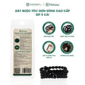 Dây Buộc Tóc Hotosu Gợn Sóng Cao Cấp Màu Đen (5 Cái)
