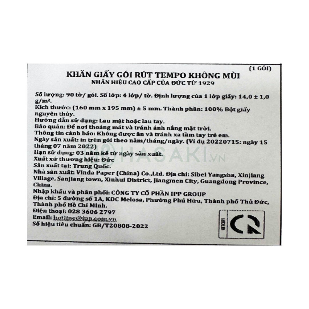Khăn Giấy Rút Tempo Không Mùi 4 Lớp 90 Miếng/Gói