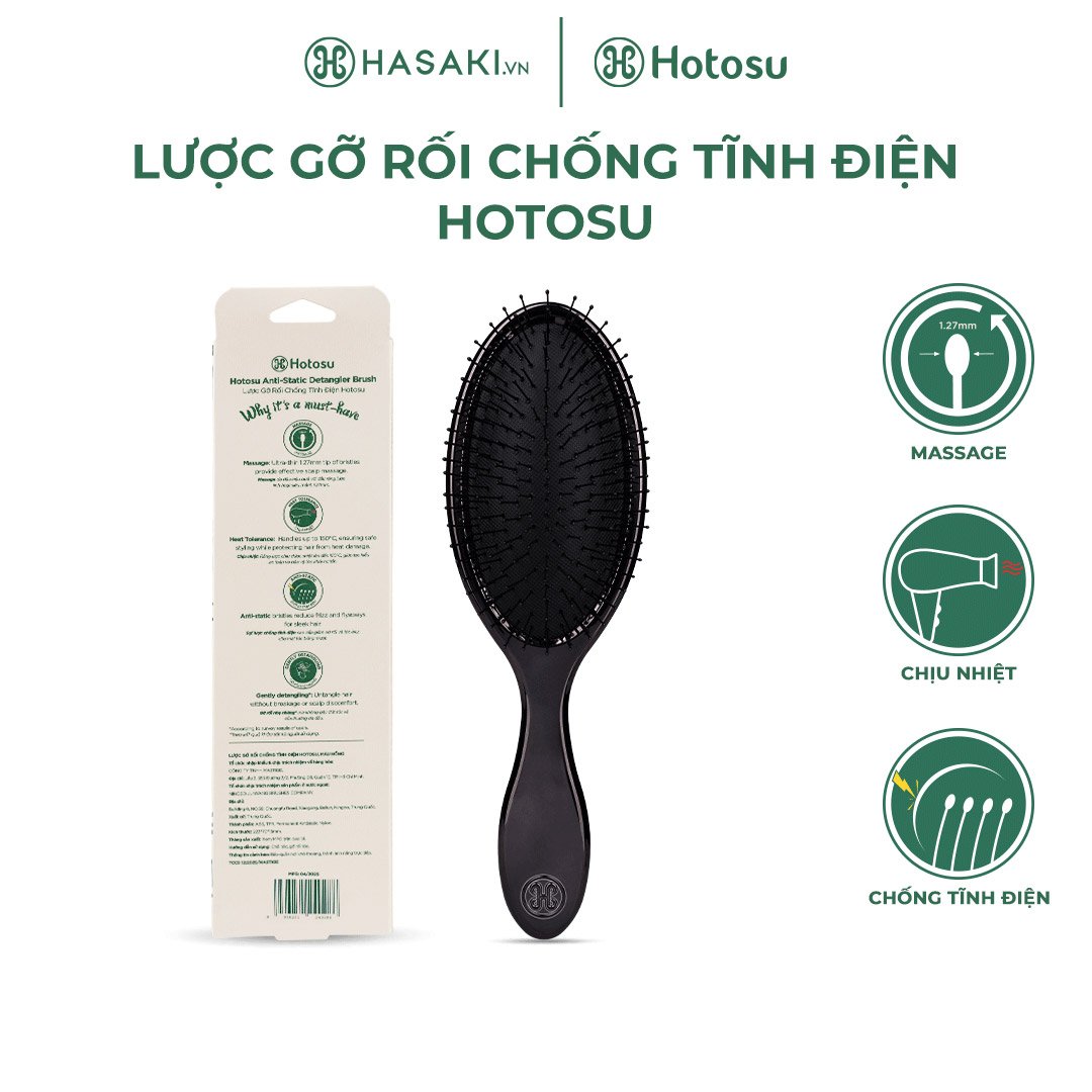 Lược Gỡ Rối Hotosu Giảm Gãy Rụng Làm Phồng Tóc - Màu Đen