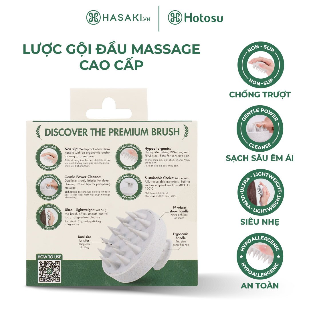 Lược Gội Đầu Hotosu Massage Cao Cấp (Màu Kem)
