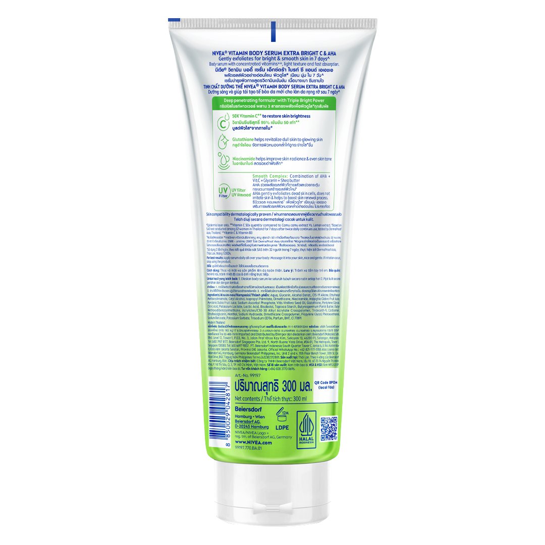 Serum Dưỡng Thể Nivea C & AHA Dưỡng Sáng & Sạch Da Chết 300ml