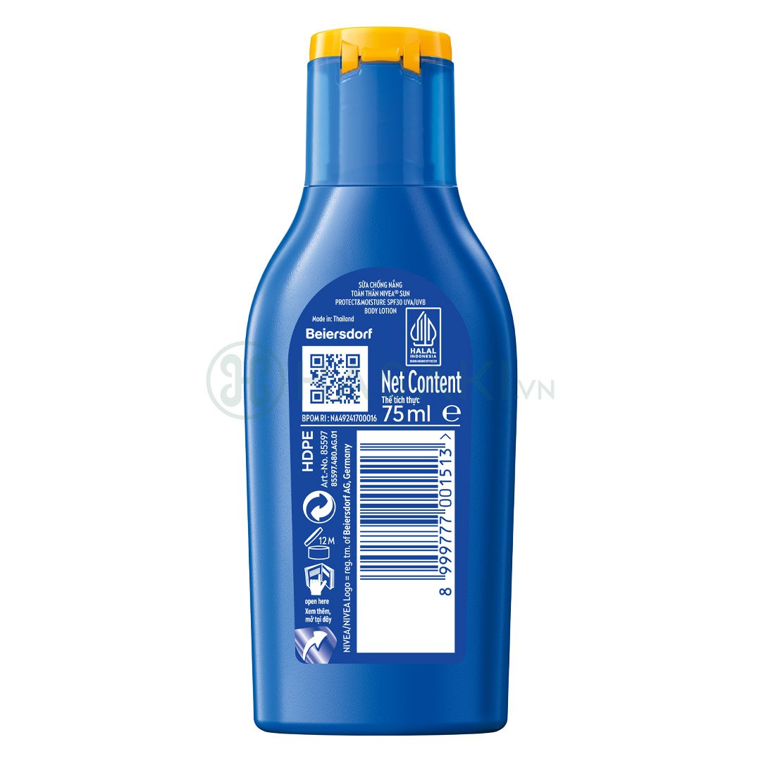 Sữa Chống Nắng Toàn Thân Nivea Cấp Ẩm Mỏng Nhẹ SPF30 75ml