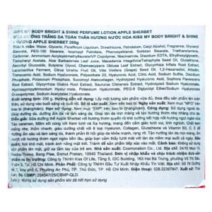 Sữa Dưỡng Thể Kiss My Body Sáng Da Apple Sherbet 200g