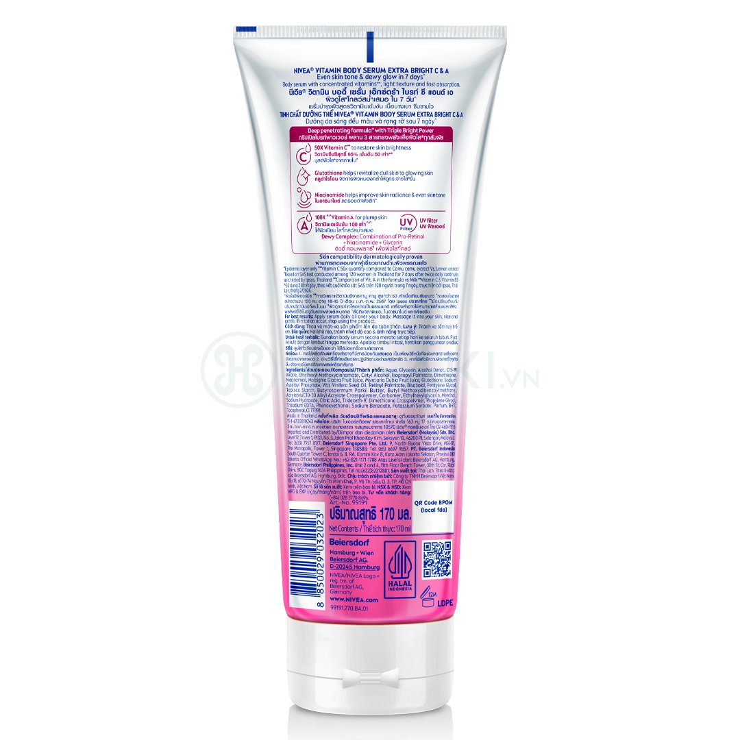 Sữa Dưỡng Thể Nivea Dưỡng Sáng Da Vitamin C & A 170ml