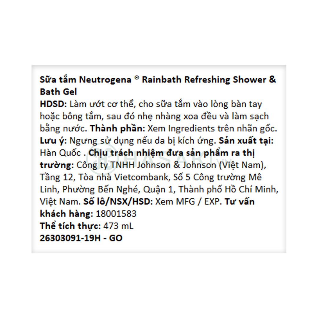 Sữa Tắm Neutrogena Dưỡng Ẩm & Tươi Mới Dạng Gel 473ml