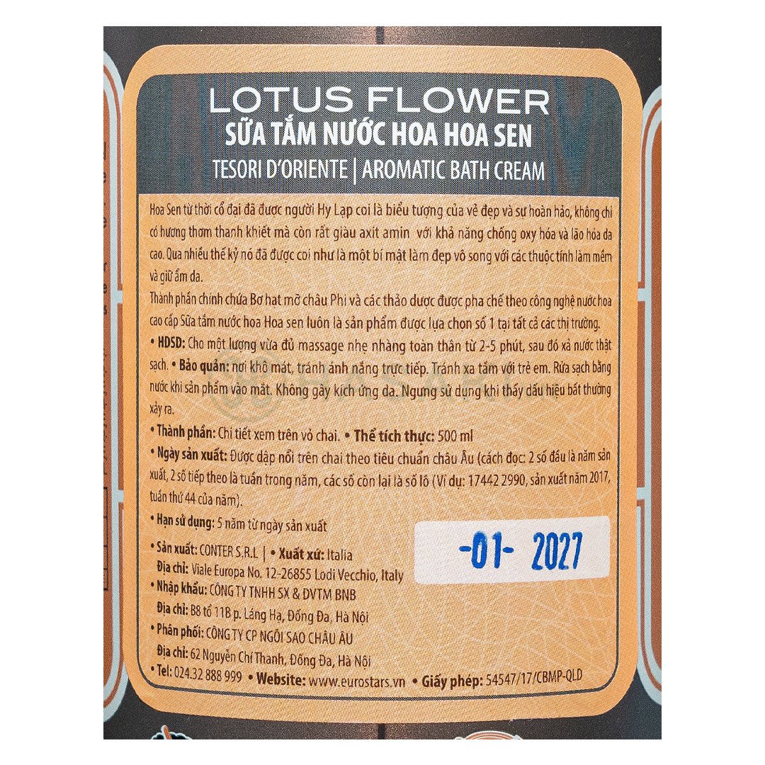 Sữa Tắm Nước Hoa Tesori d'Oriente Hương Hoa Sen 500ml
