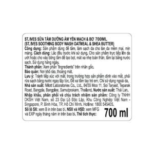 Sữa Tắm St.Ives Dưỡng Ẩm Da Yến Mạch & Bơ Hạt Mỡ 700ml
