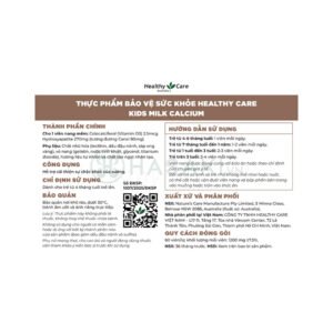 Thực Phẩm Bảo Vệ Sức Khỏe Healthy Care Kids Milk Calcium