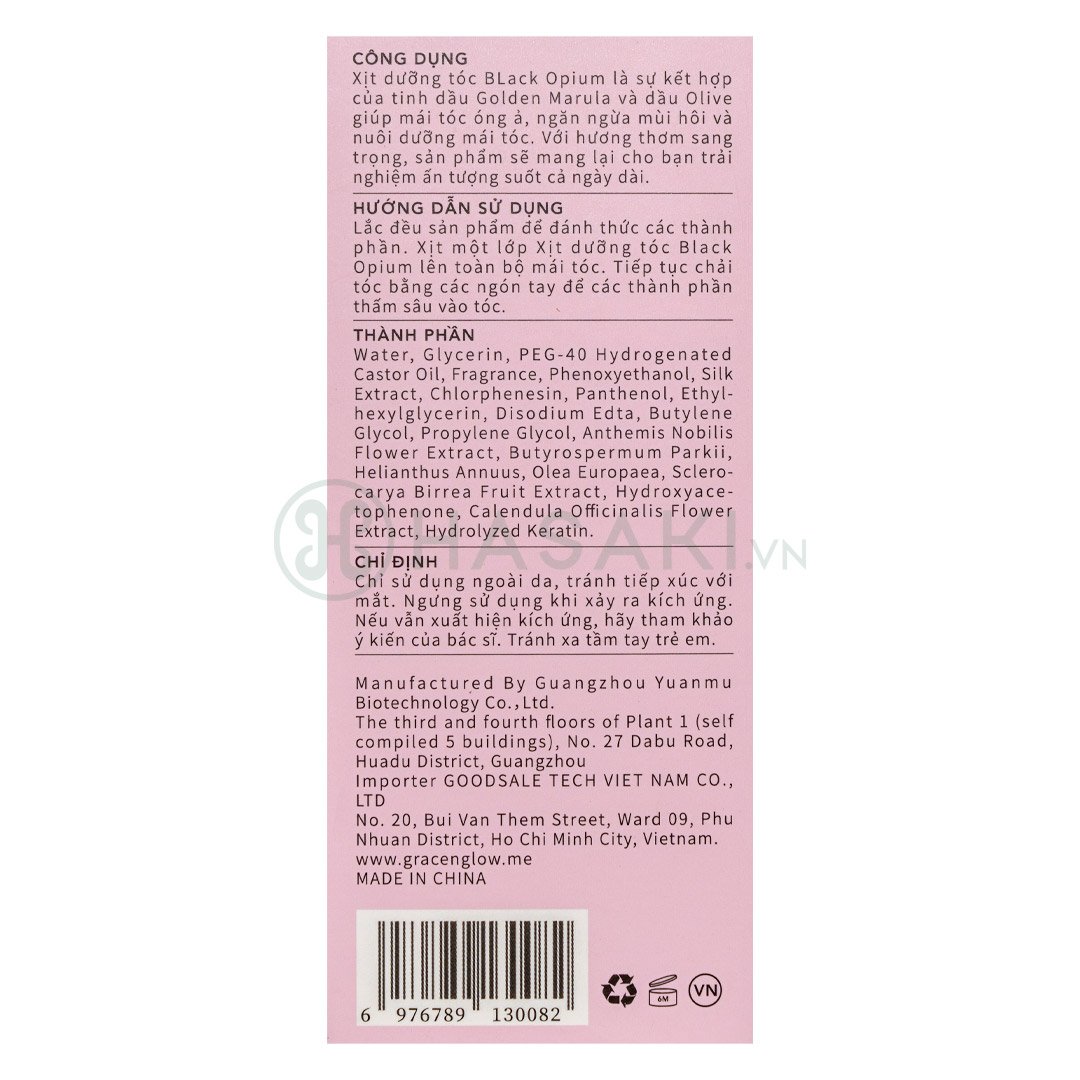 Xịt Dưỡng Tóc Grace And Glow Black Opium Ngừa Khô Xơ 100ml