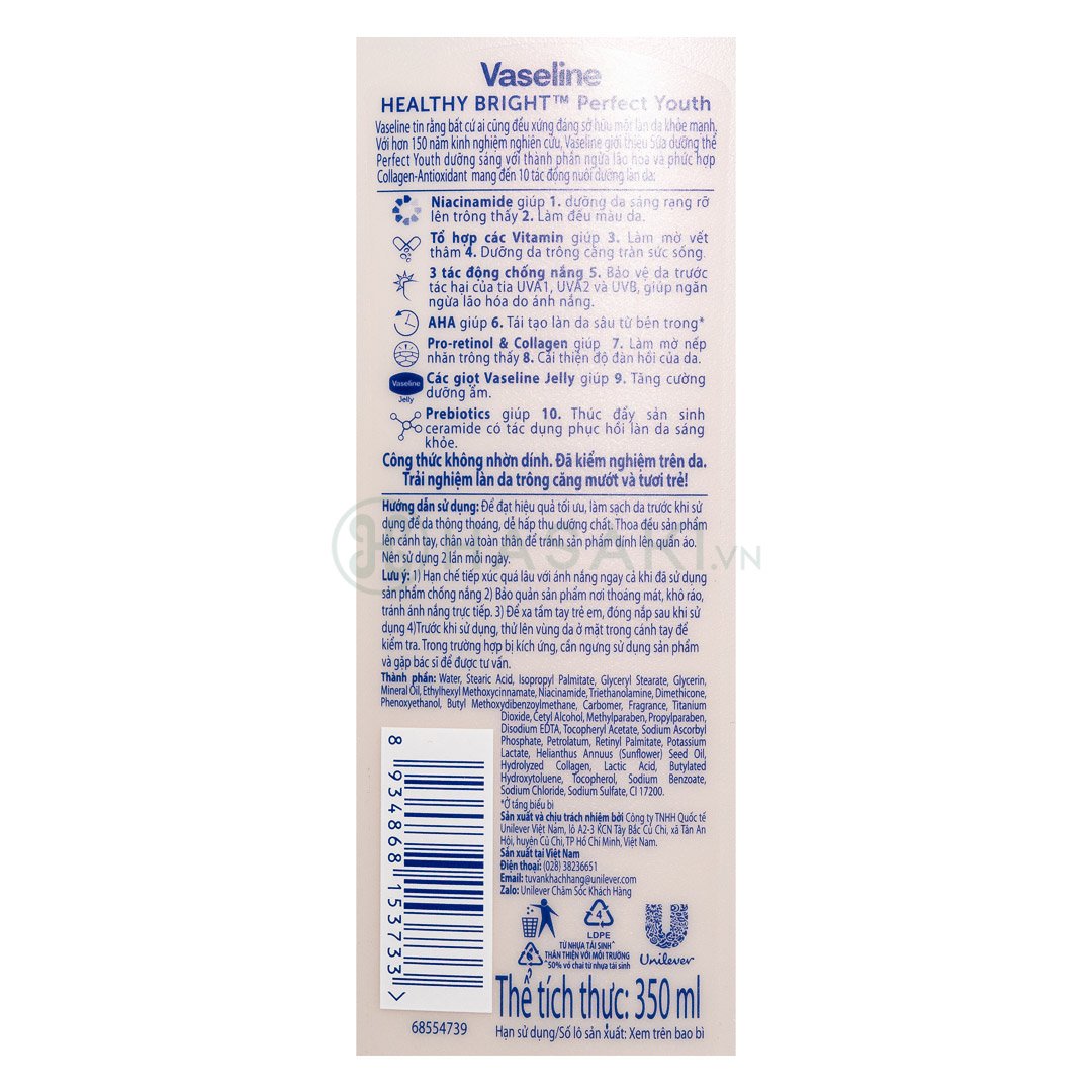Sữa Dưỡng Thể Vaseline Ngăn Ngừa Lão Hoá 350ml