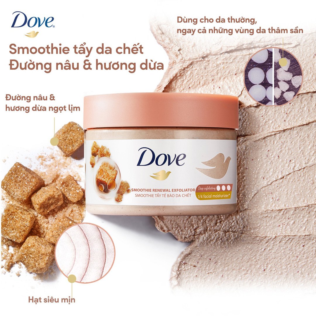 Combo Dove Sữa Tắm Hương Vanilla 500g + Tẩy Da Chết Body Hương Dừa 298g