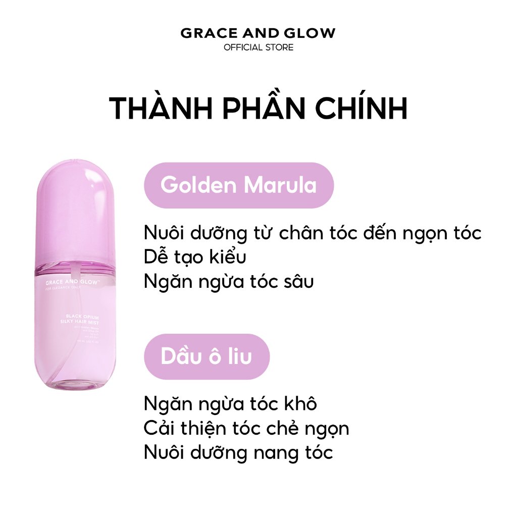 Combo Grace And Glow Xịt Dưỡng Tóc 100ml + Lăn Khử Mùi 50ml Black Opium