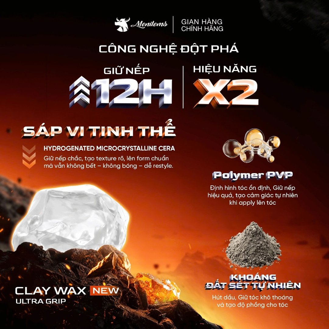 Combo Menitems Sáp Tạo Kiểu Clay Wax - GentleVan 45g + Xịt Tạo Phồng Tạo Kiểu Đa Năng 100ml