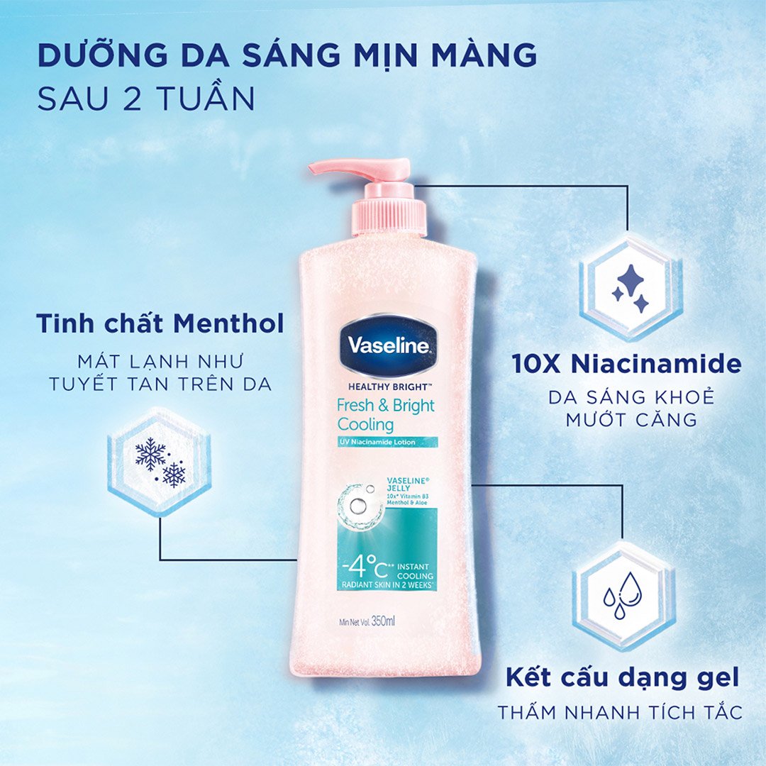 Combo 2 Sữa Dưỡng Thể Vaseline Dịu Mát Sáng Da (350ml/chai)