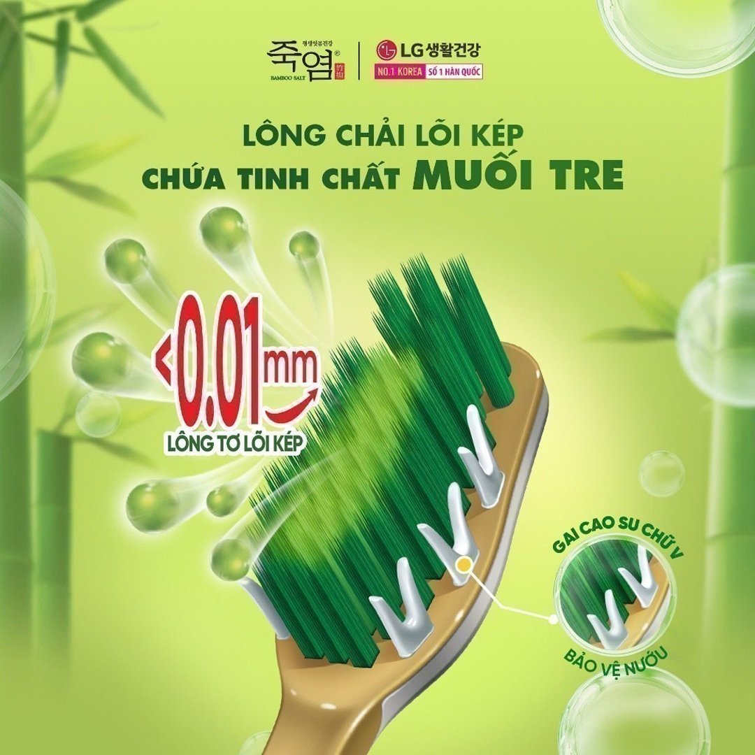 Bộ 3 Bàn Chải Đánh Răng Bamboo Salt Muối Tre Cho Răng Ê Buốt
