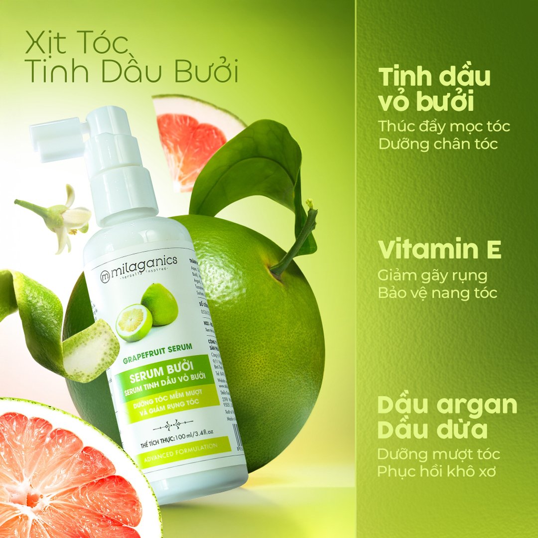 Serum Bưởi Milaganics Ngăn Rụng & Kích Thích Mọc Tóc 100ml