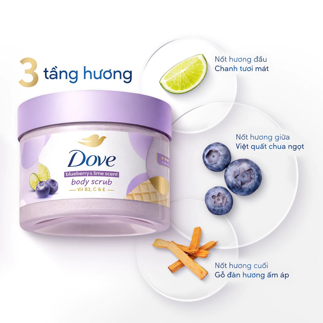 Smoothie Tẩy Da Chết Dove Hương Việt Quất & Chanh 280g