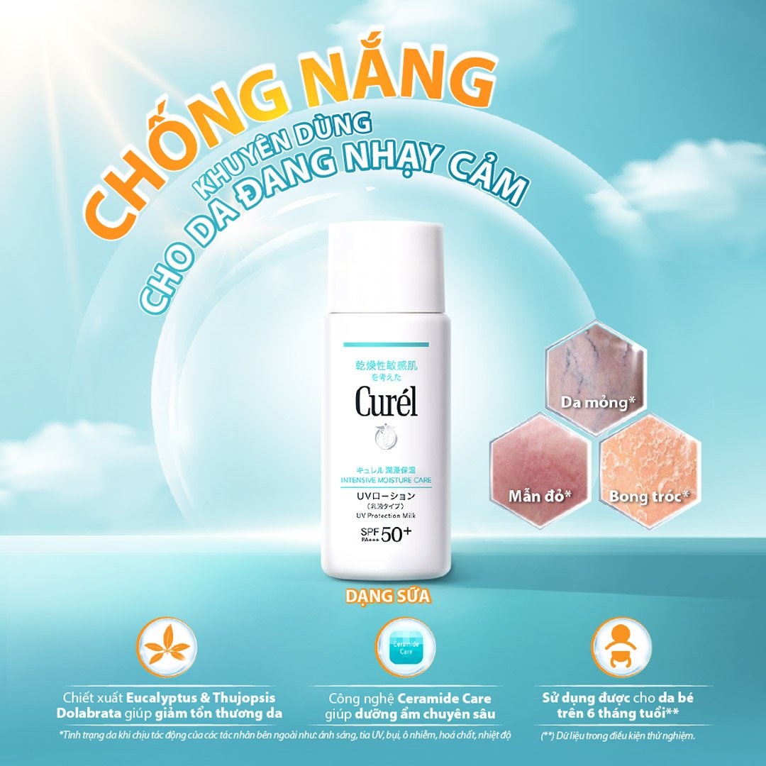 Sữa Chống Nắng Curél Mặt & Toàn Thân Cho Da Khô Nhạy Cảm 60ml