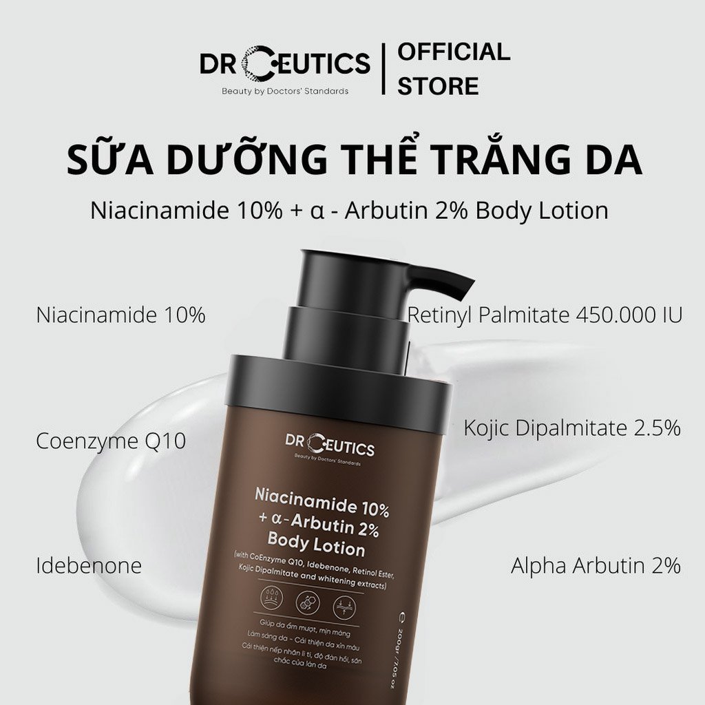 Sữa Dưỡng Thể DrCeutics 10% Niacinamide Hỗ Trợ Sáng Da 200g
