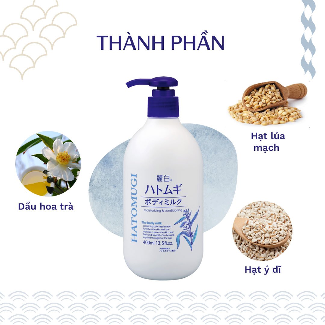 Sữa Dưỡng Thể Hatomugi Làm Sáng Da Ban Đêm 400ml