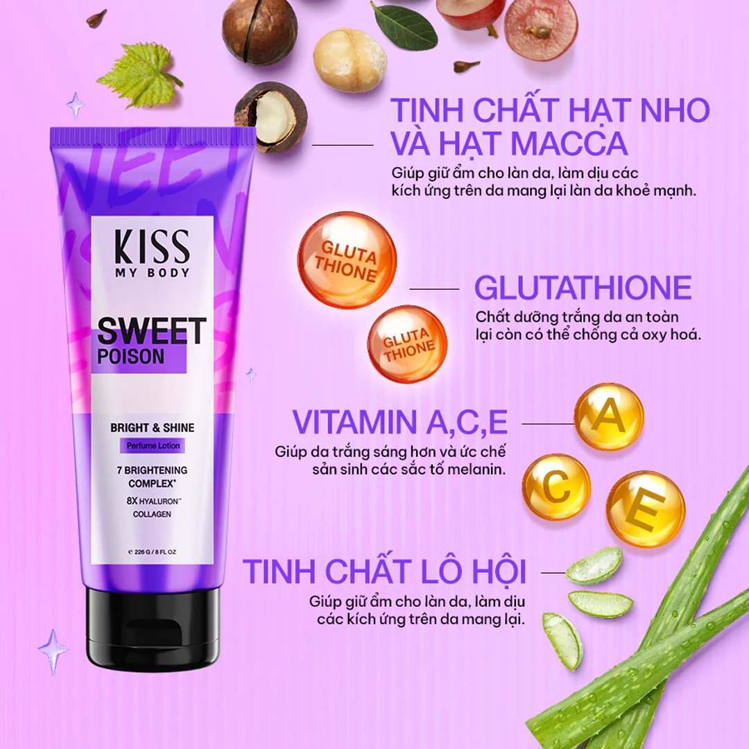 Sữa Dưỡng Thể Kiss My Body Sáng Da Sweet Poison 226g
