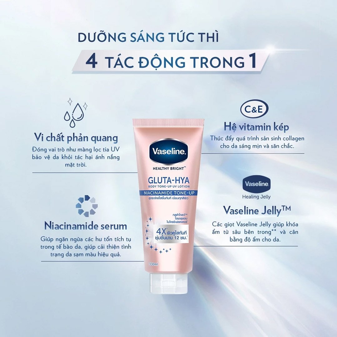 Sữa Dưỡng Thể Vaseline Gluta-Hya Nâng Tông Tức Thì 300ml