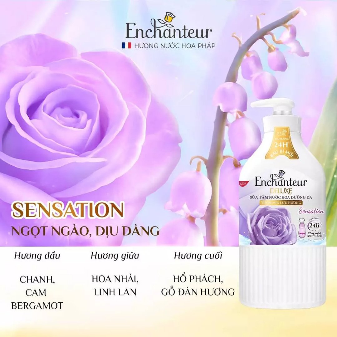 Sữa Tắm Enchanteur Nước Hoa Dưỡng Da Sensation 650g