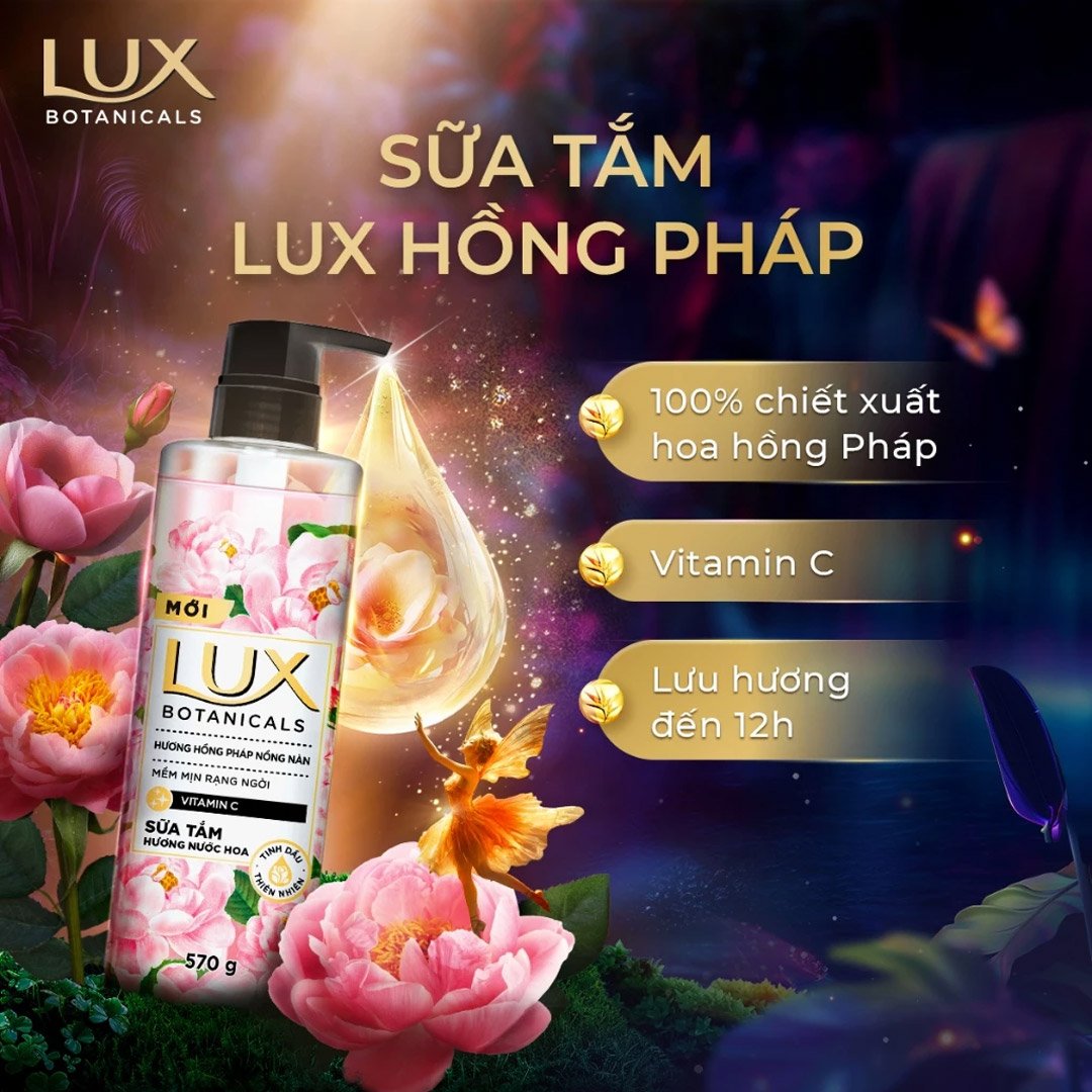 Sữa Tắm Lux Botanicals Hoa Hồng Pháp Nồng Nàn 570g