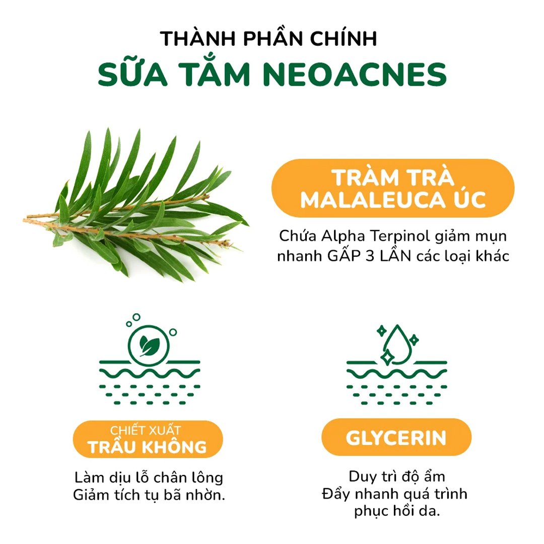 Sữa Tắm Neoskin Giảm Mụn Lưng Chiết Xuất Tràm Trà 250ml
