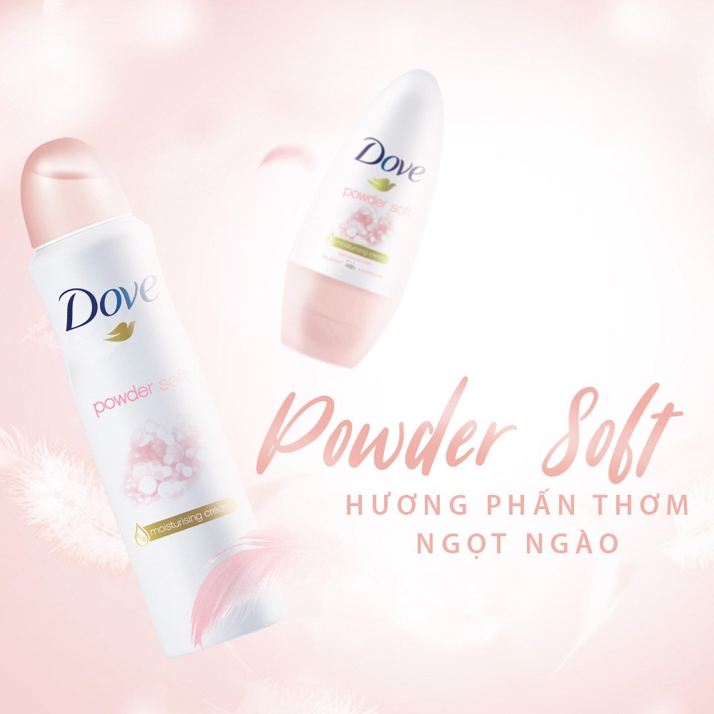 Xịt Khử Mùi Dove Dưỡng Da Sáng Mịn Hương Phấn Thơm 135ml